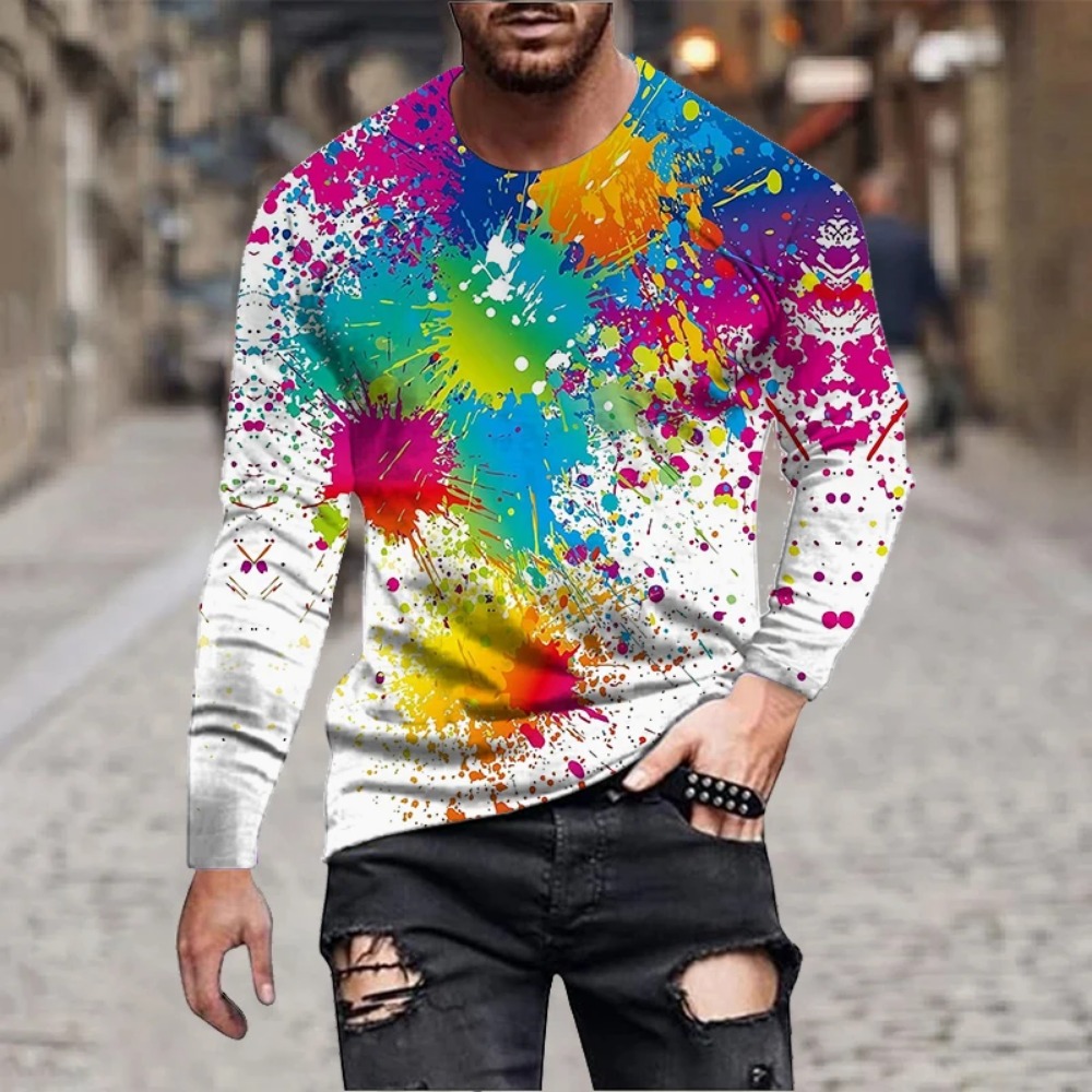 Men'S Fashion T Shirts - Maglietta a Maniche Lunghe da Uomo