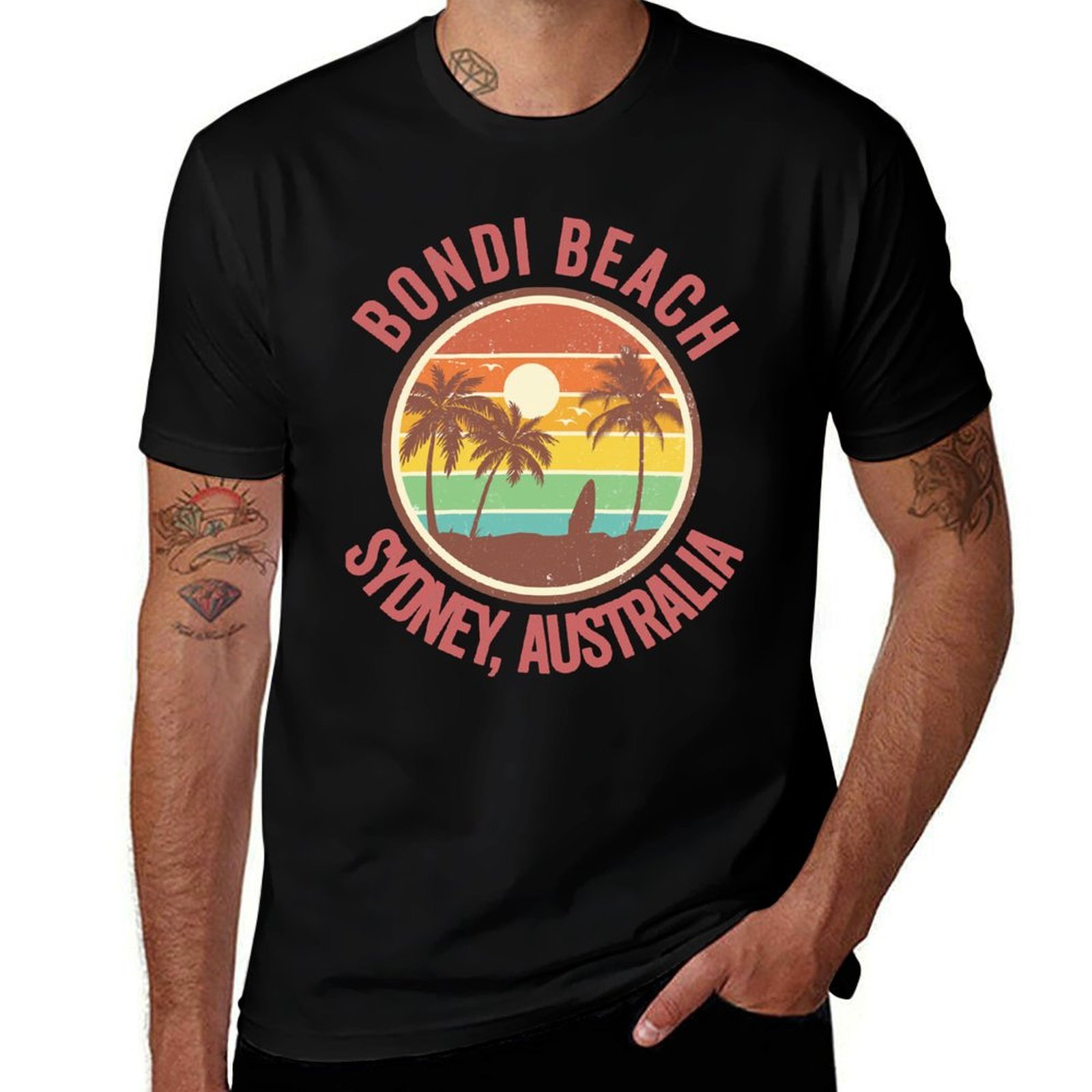 Men'S Fashion Sydney - T-shirt retrò Bondi Beach Sydney Australia