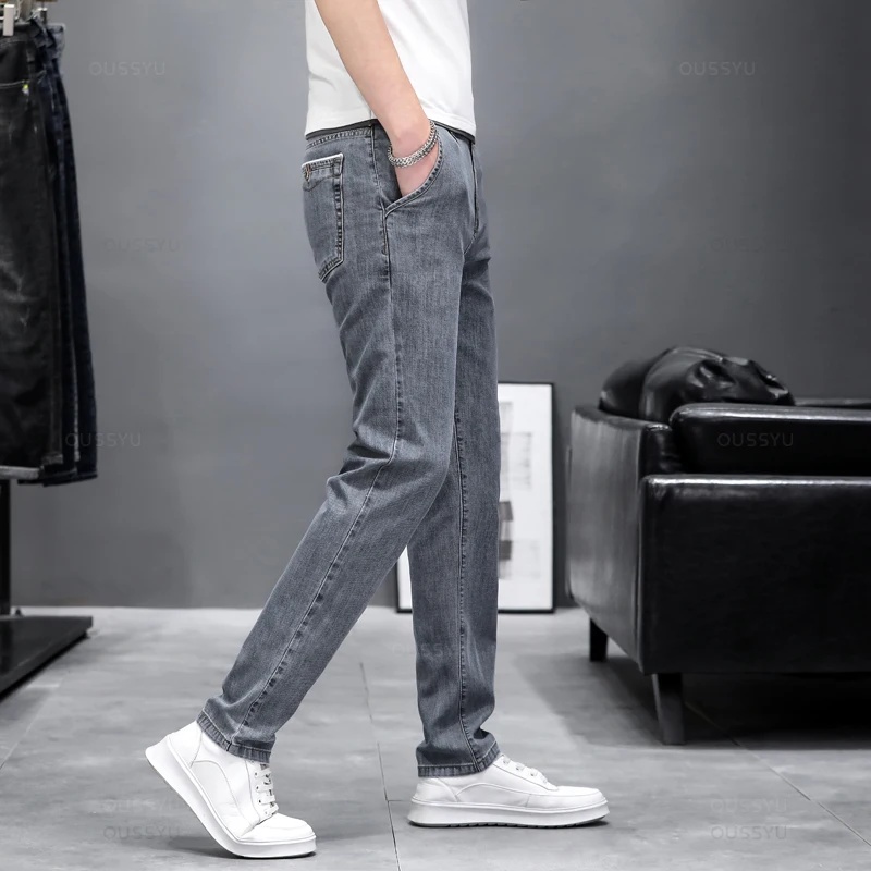 Men'S Fashion Grey Jeans - Jeans skinny elasticizzati da uomo, modello