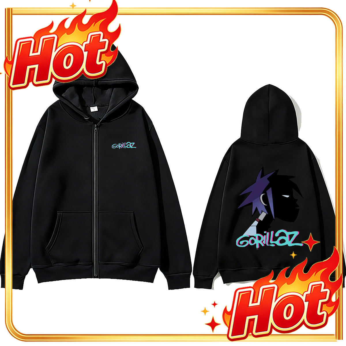 Mens Fashion Zip Up Hoodies - Felpa con cappuccio e cerniera con