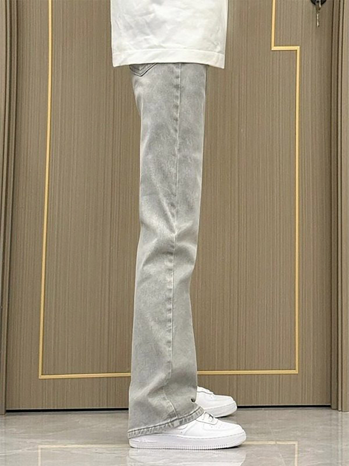 Men'S Fashion Grey Jeans - Jeans da uomo a gamba dritta,